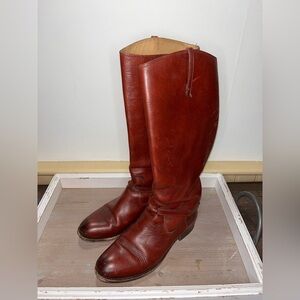 FRYE Lindsay Plate Knee-High Riding Equestrian Leather Boots Burnt Red Size 6.5B